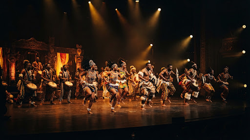 Tokomile company dancing on a grand stage